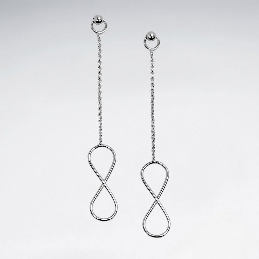 Sterling Silver Openwork Infinity Chain Earrings