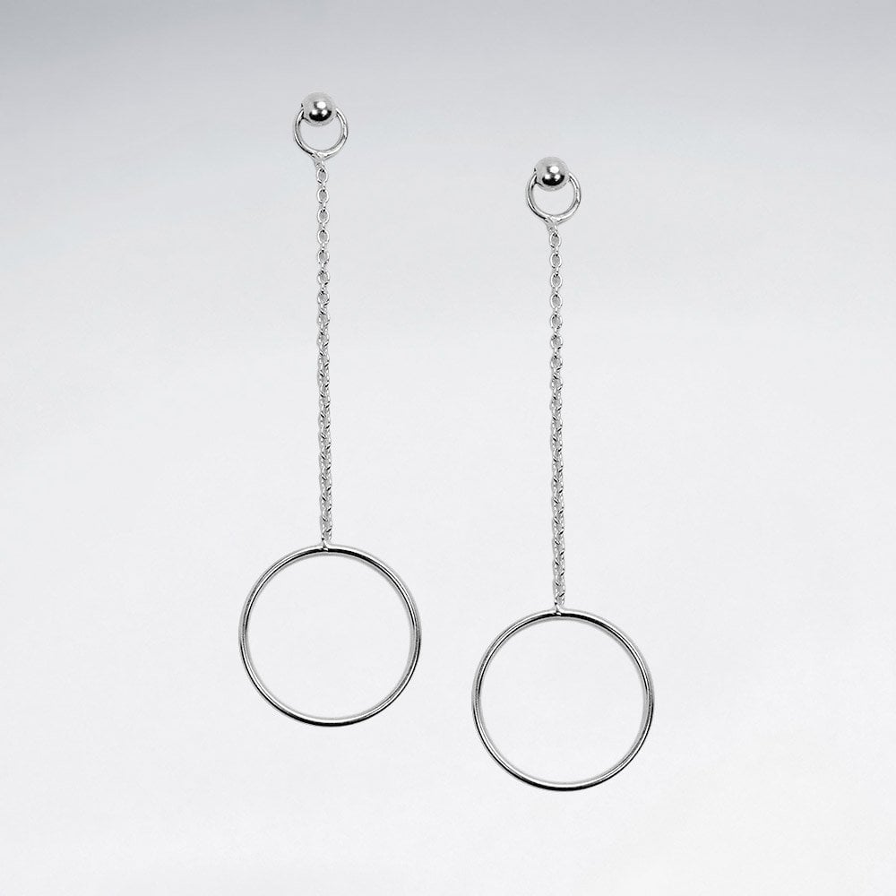 Sterling Silver Openwork Circle Chain Earrings