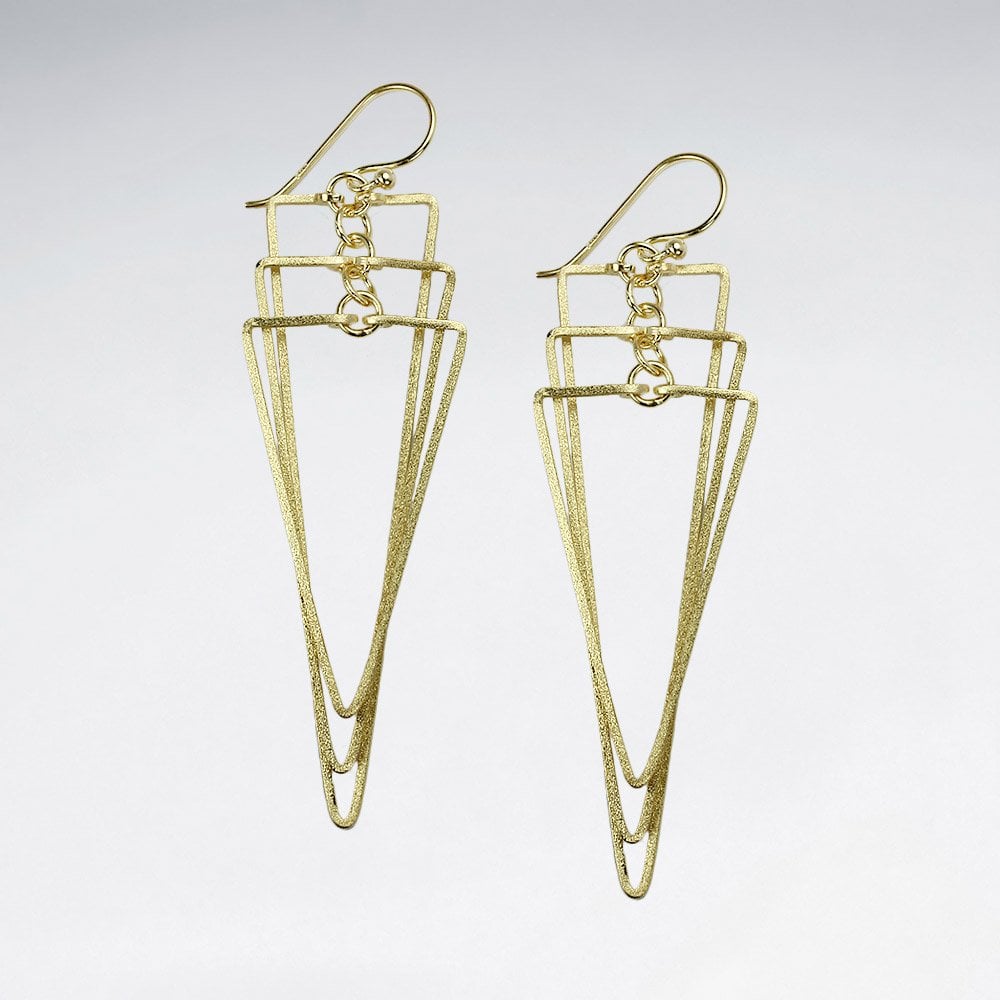 Sterling Silver Elongated Triangle Openwork Earrings