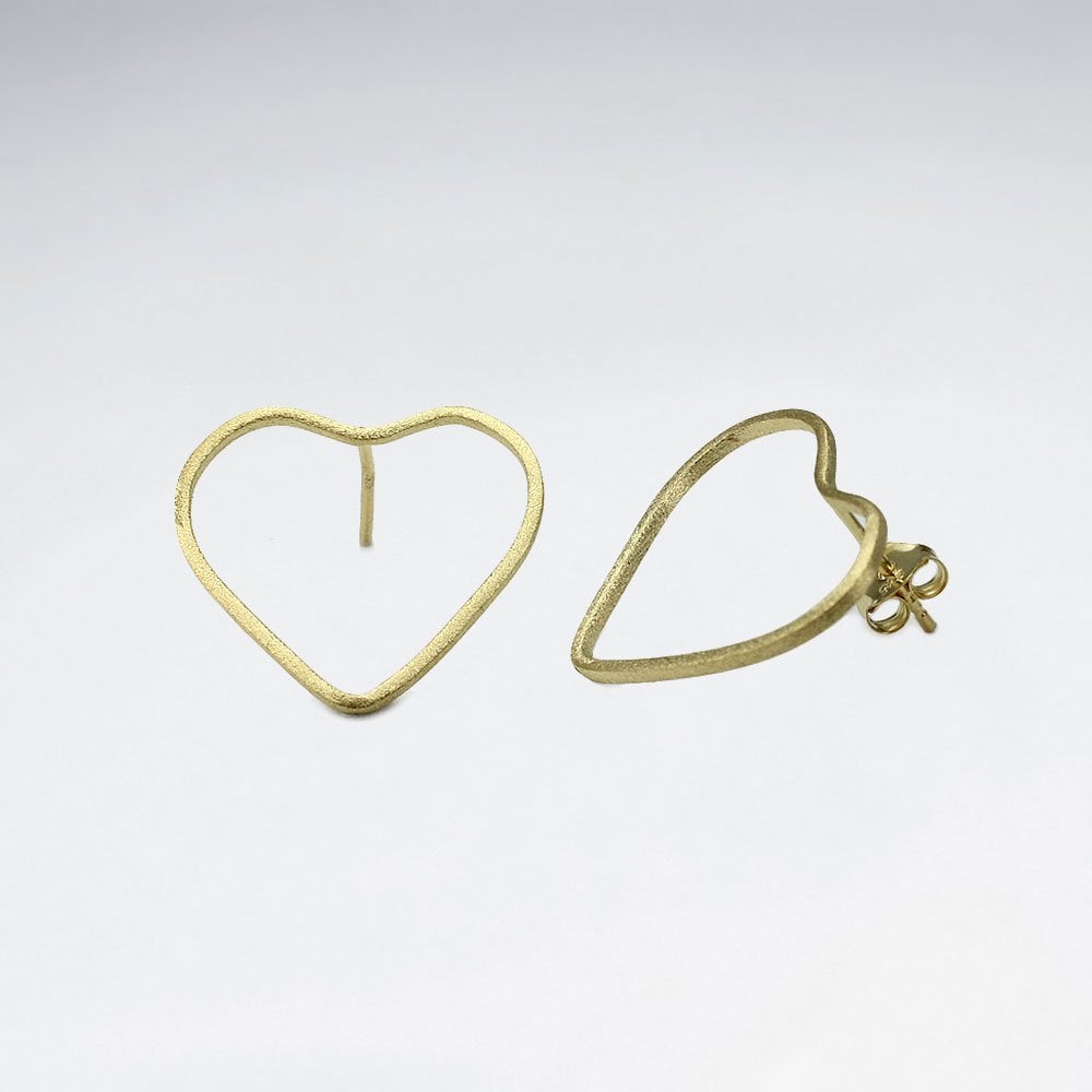 Sterling Silver Organic Heart Silhouette Openwork Earrings