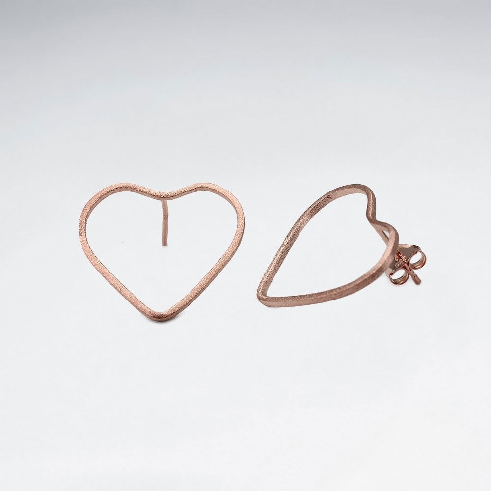 Sterling Silver Organic Heart Silhouette Openwork Earrings