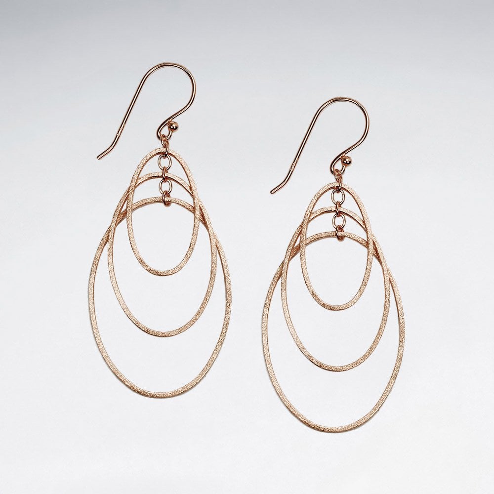 Triple Gradual Openwork Oval Sterling Silver Hook Earrings