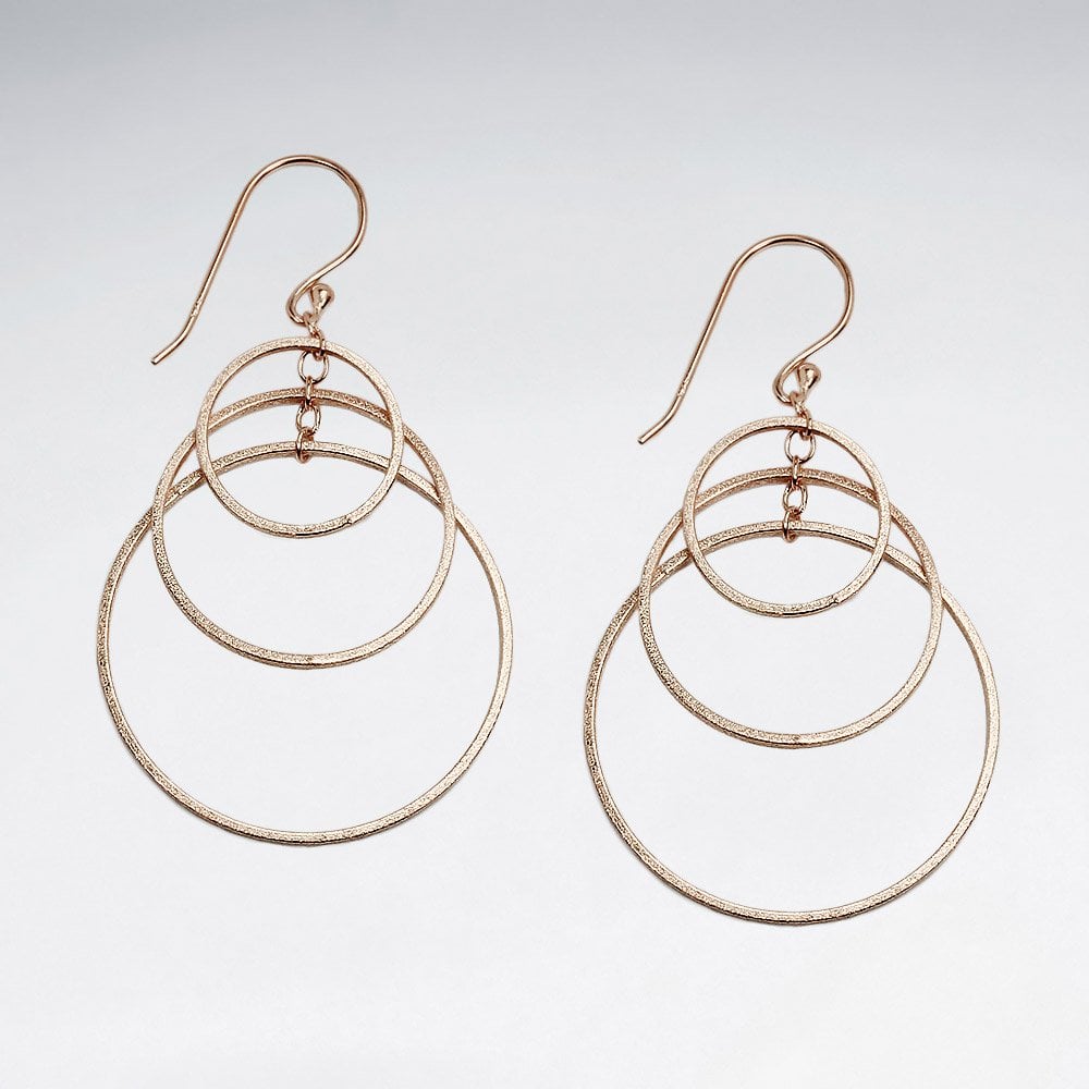 Triple Gradual Openwork Circle Sterling Silver Hook Earrings