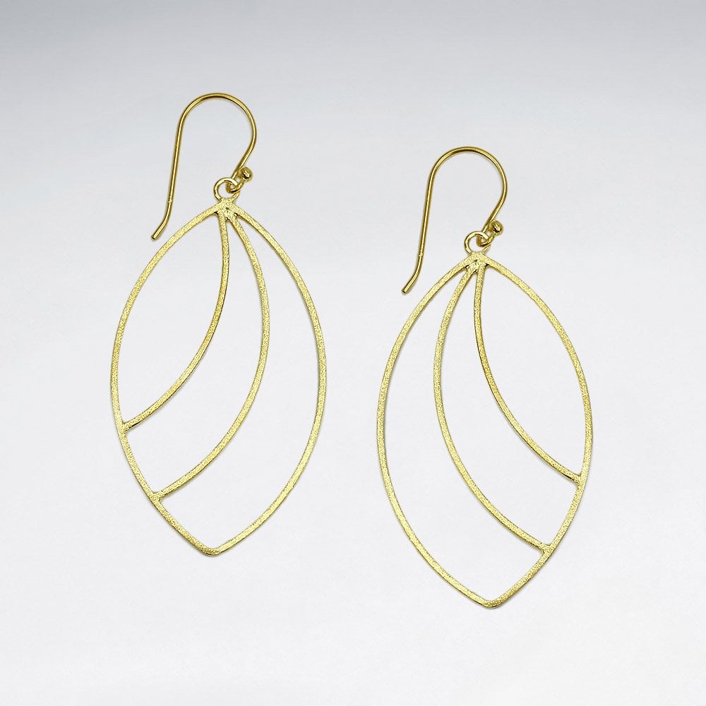 Openwork Sterling Silver Marquis Style Hook Earrings