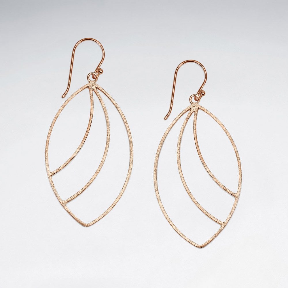 Openwork Sterling Silver Marquis Style Hook Earrings