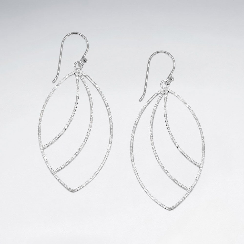 Openwork Sterling Silver Marquis Style Hook Earrings