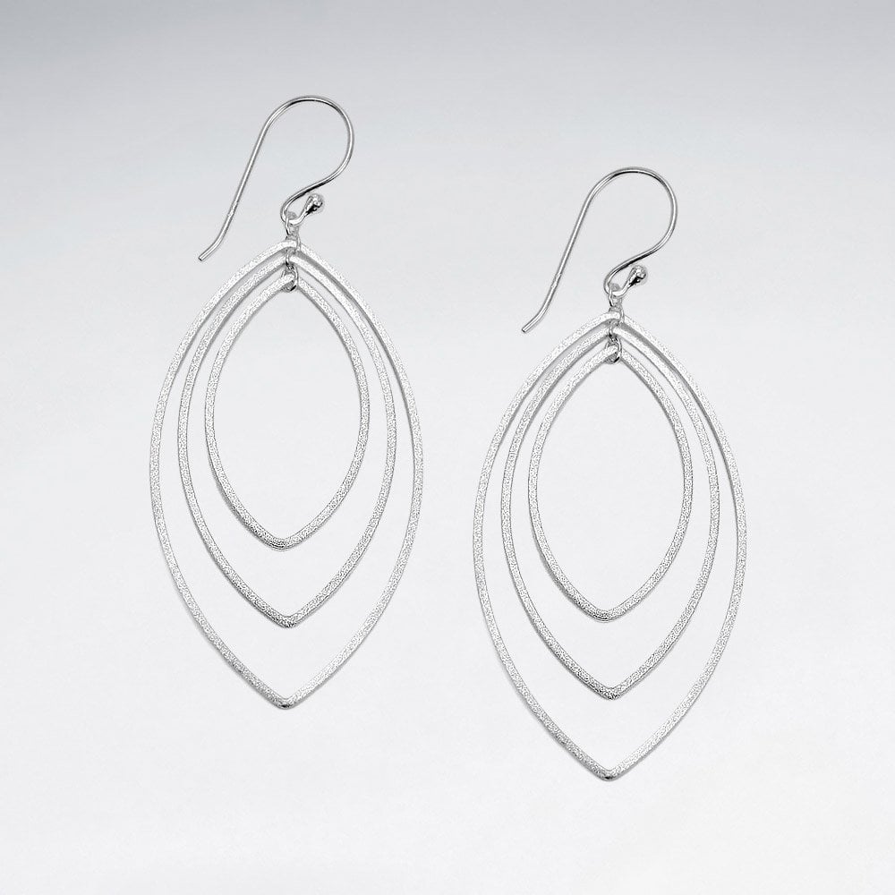Gradual Openwork Marquis Silver Hook Earrings