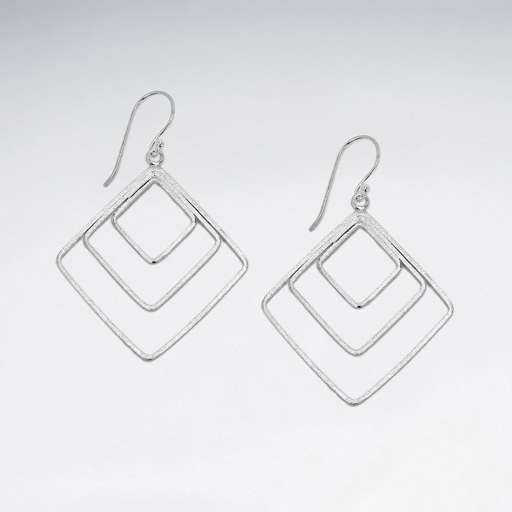 Sterling Silver Gradual Openwork Diamond-Silhouette Earrings