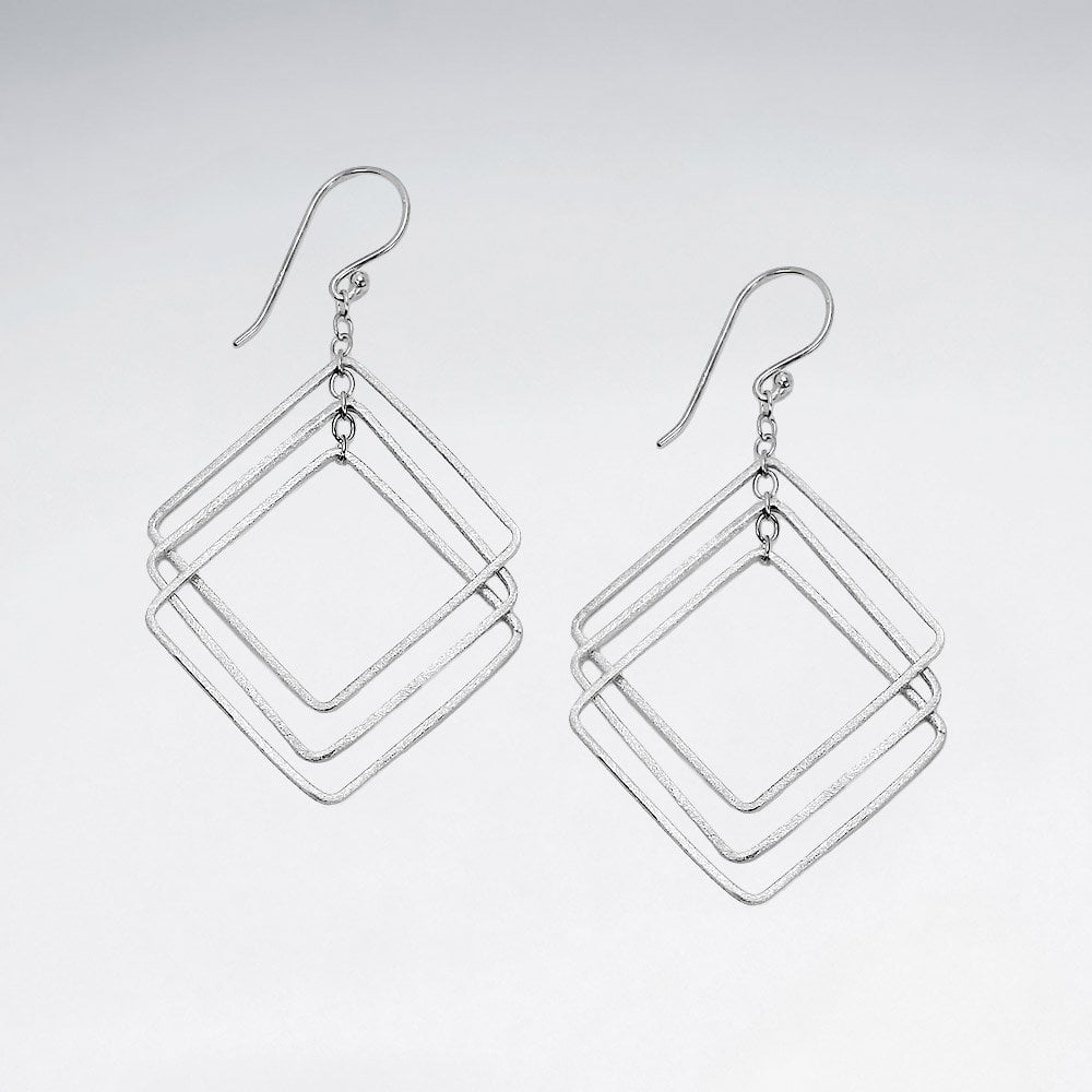 Sterling Silver Openwork Triangle Illusion Earrings