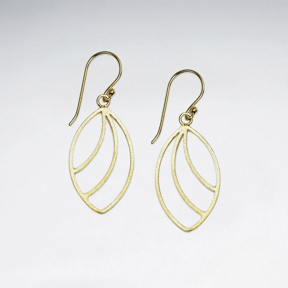 Sterling Silver Openwork Teardrop Leaf Earrings