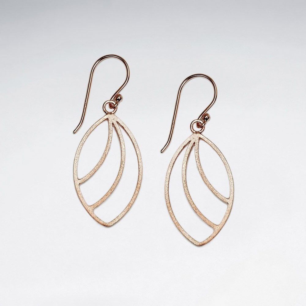 Sterling Silver Openwork Teardrop Leaf Earrings