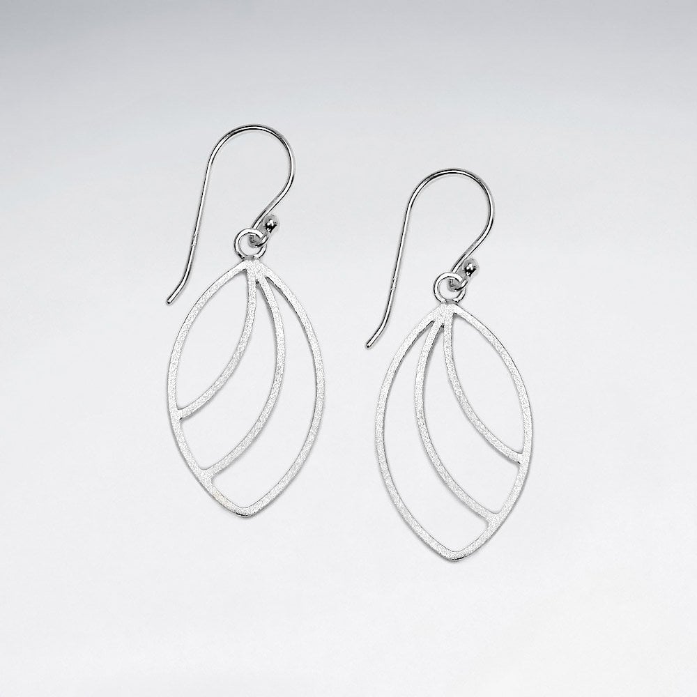 Sterling Silver Openwork Teardrop Leaf Earrings