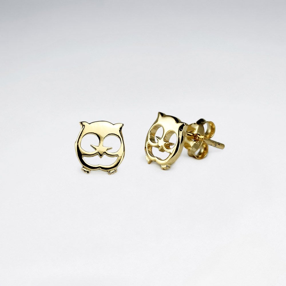 Sterling Silver Owl Silhouette Stud Earrings