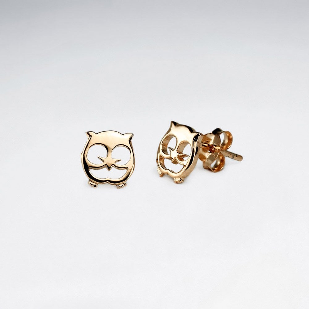 Sterling Silver Owl Silhouette Stud Earrings