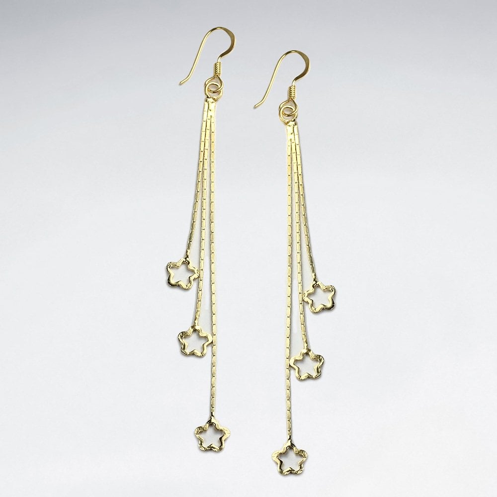 Sterling Silver Triple Dangle Star Earrings