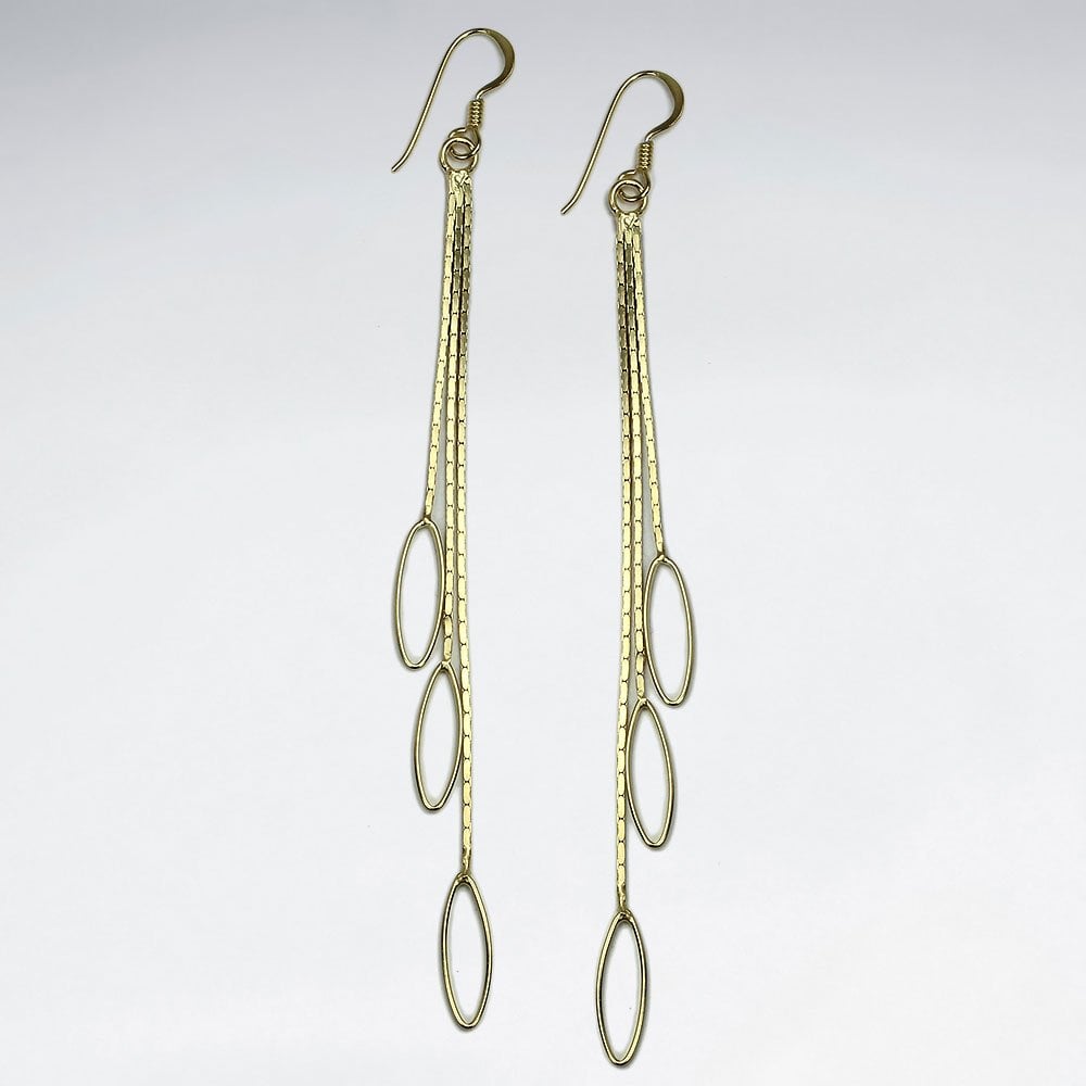 Sterling Silver Openwork Triple Oval Dangle Earrings
