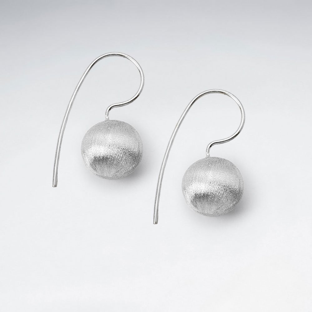 Sterling Silver Textured Ball Hook Earrings