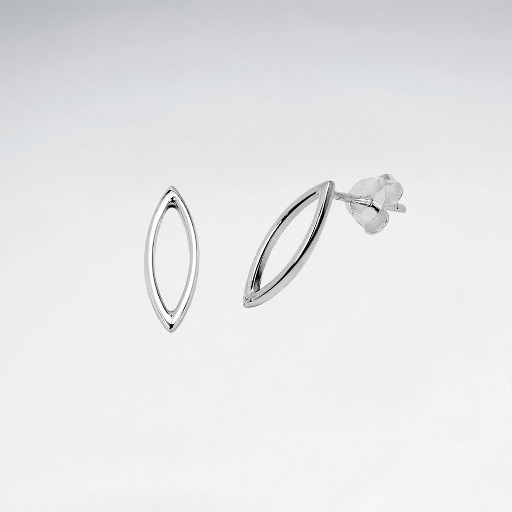 Sterling Silver Slit Marquis Stud Earrings