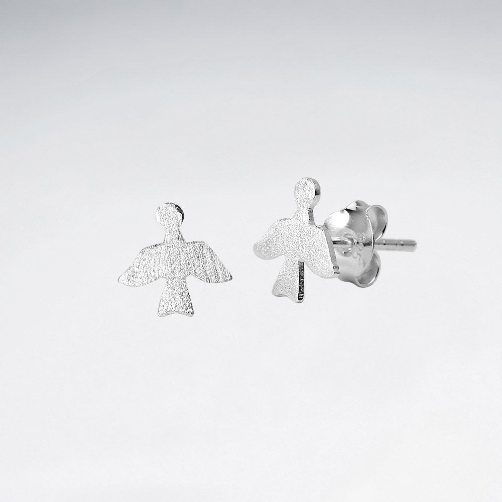 Sterling Silver Dove in Flight Stud Earrings