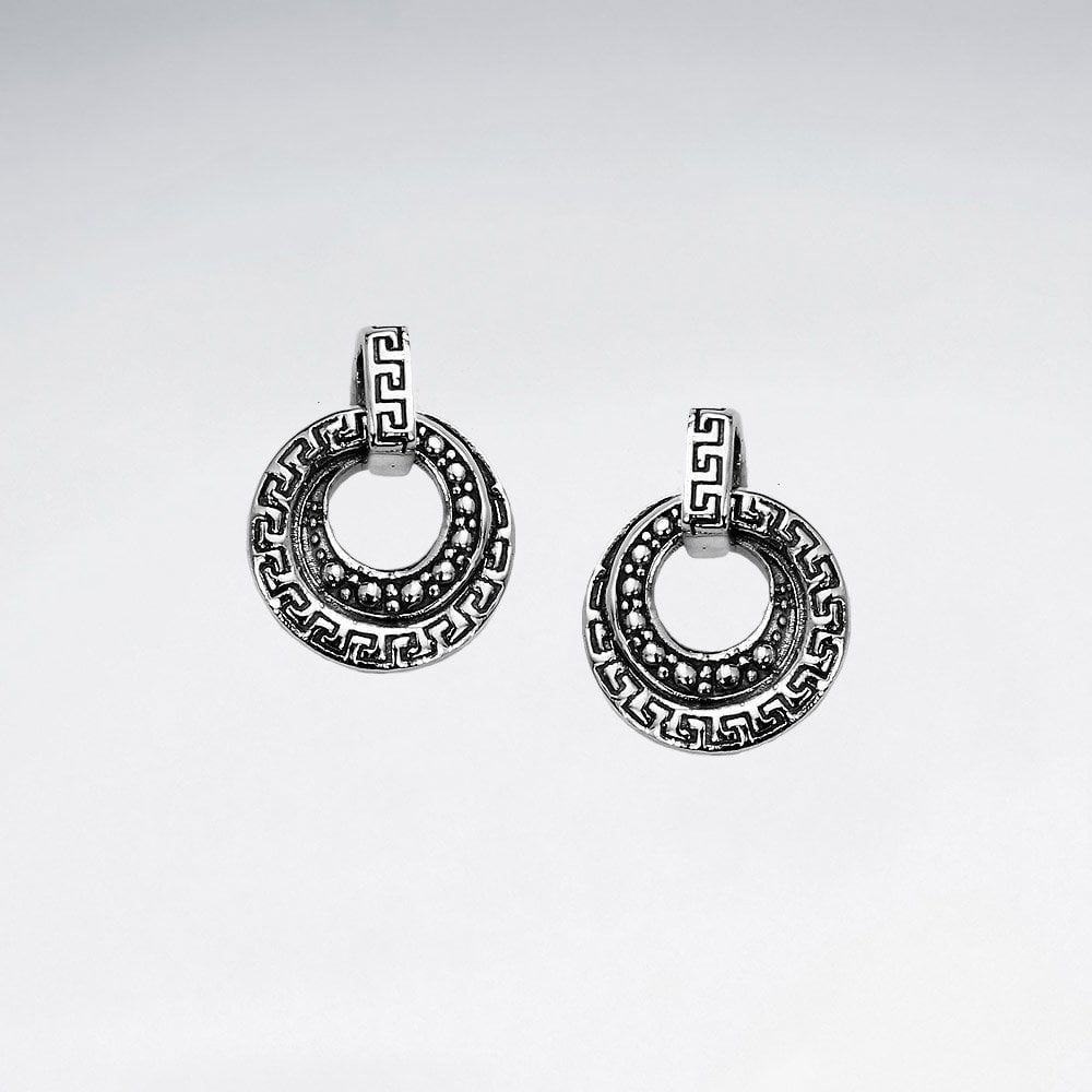 Sterling Silver Wreath Drop Stud Earrings