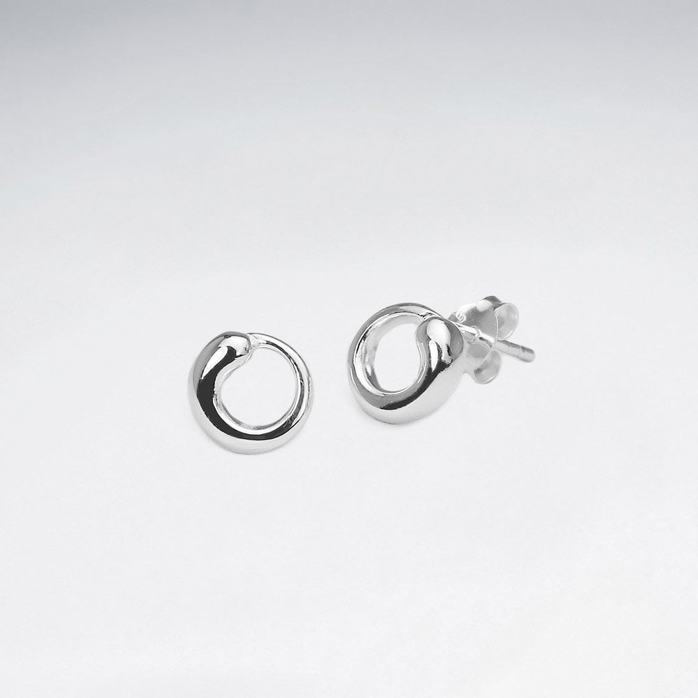 Sterling Silver Organic Circular Shape Openwork Stud Earrings