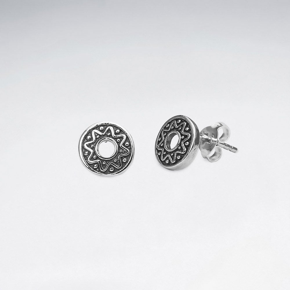Sterling Silver Textured Disc Stud Earrings
