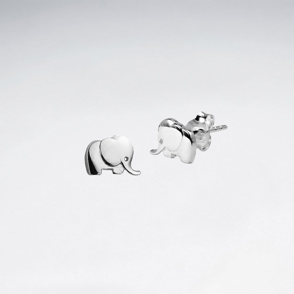 Sterling Silver Baby Elephant Stud Earrings
