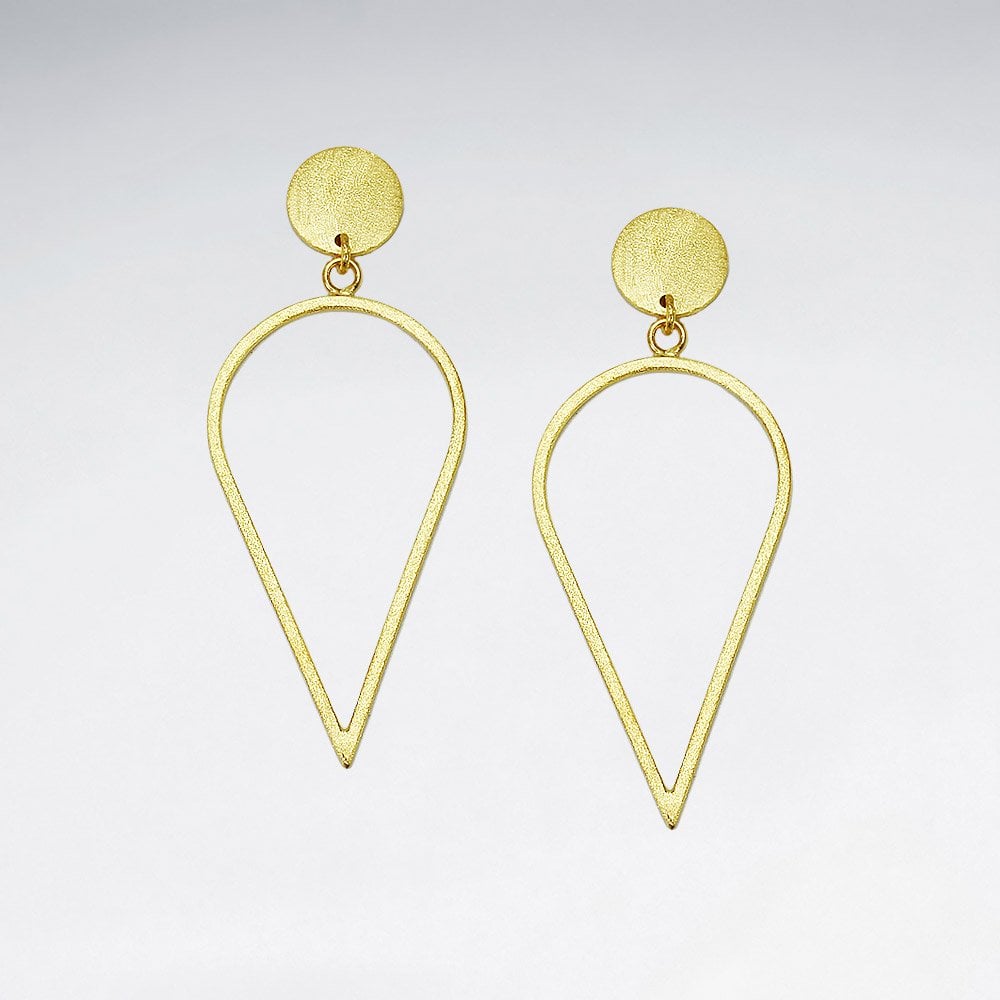 Sterling Silver Upturned Teardrop Openwork Earrings