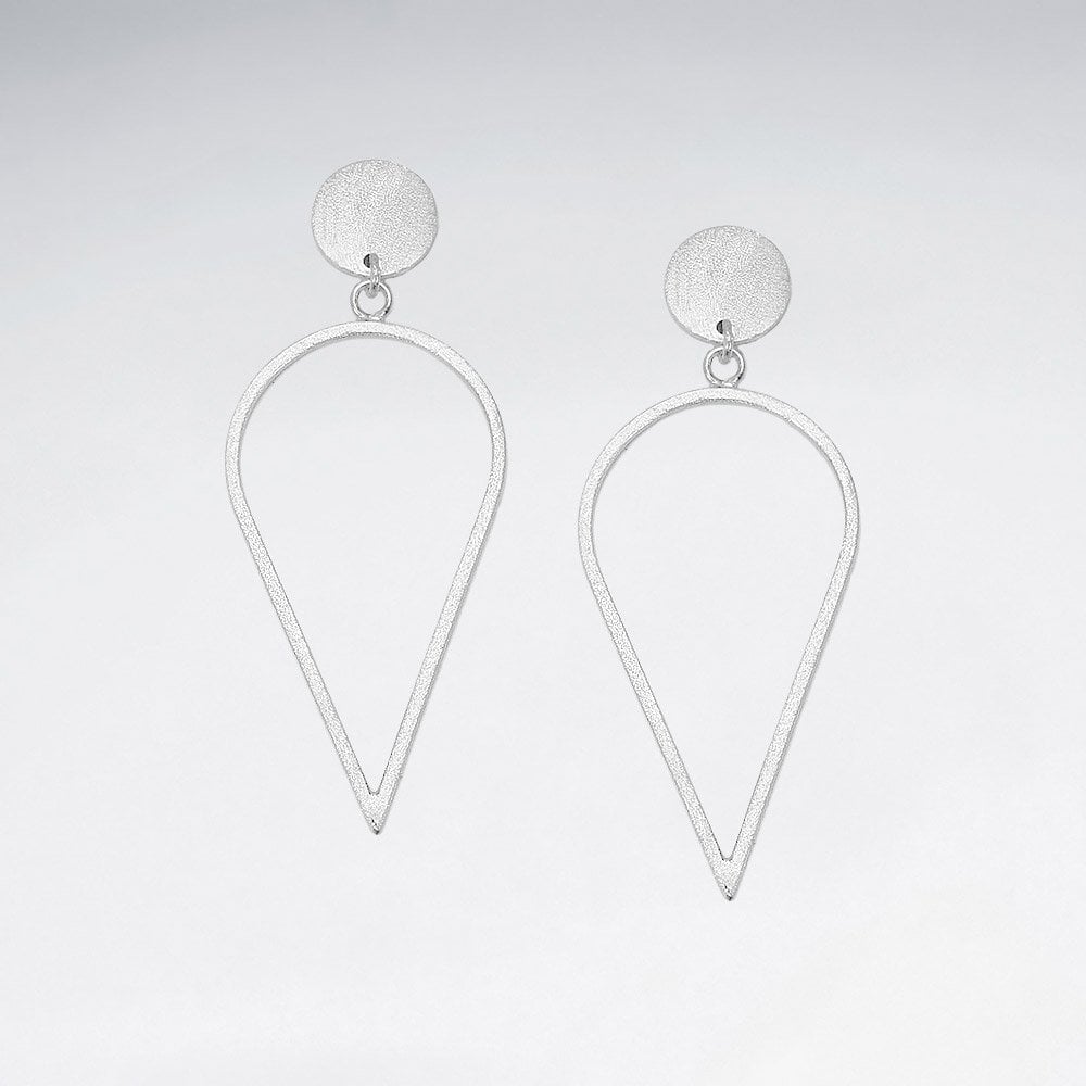Sterling Silver Upturned Teardrop Openwork Earrings