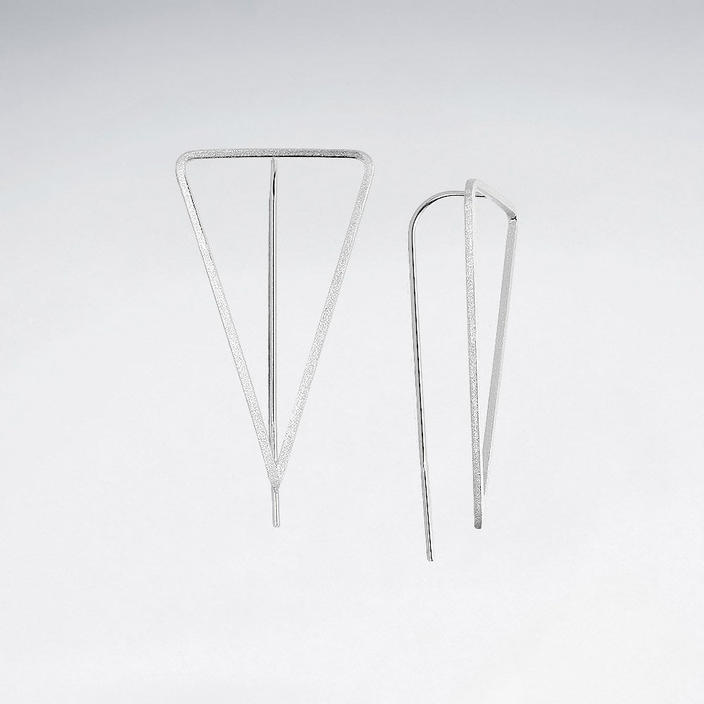Sterling Silver Openwork Upturned Triangle Earrings