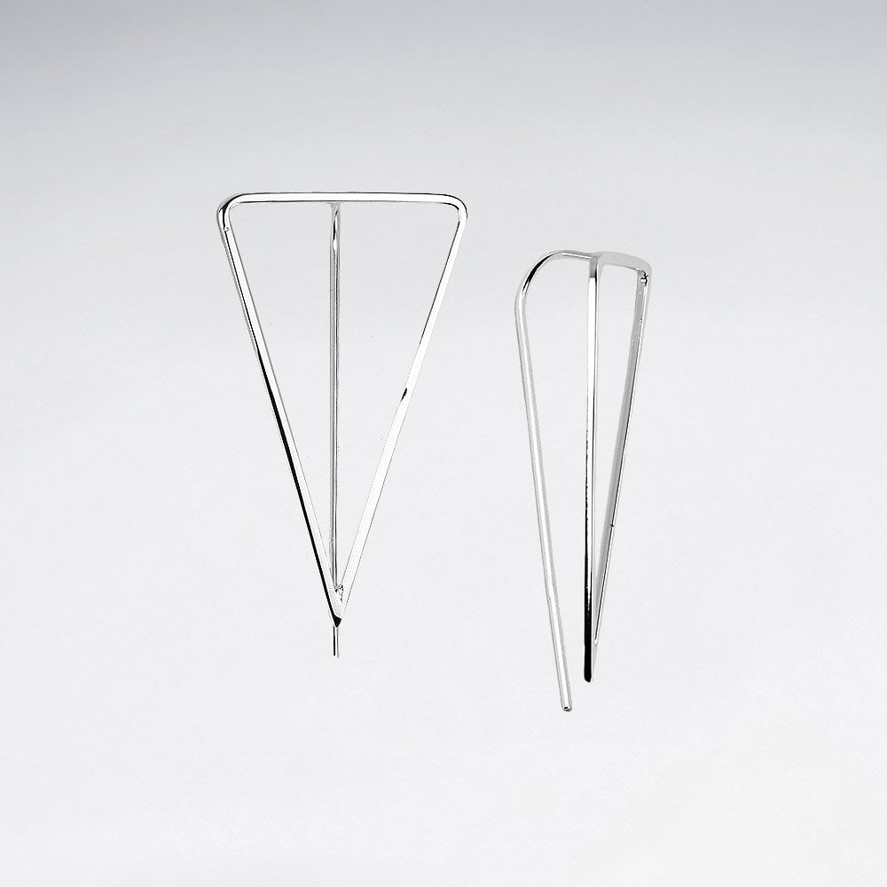 Sterling Silver Openwork Upturned Triangle Earrings