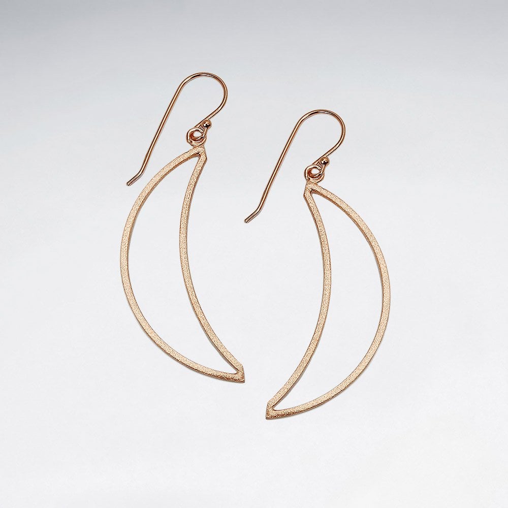 Gold Tone Silver Crescent Moon Dangle Earrings
