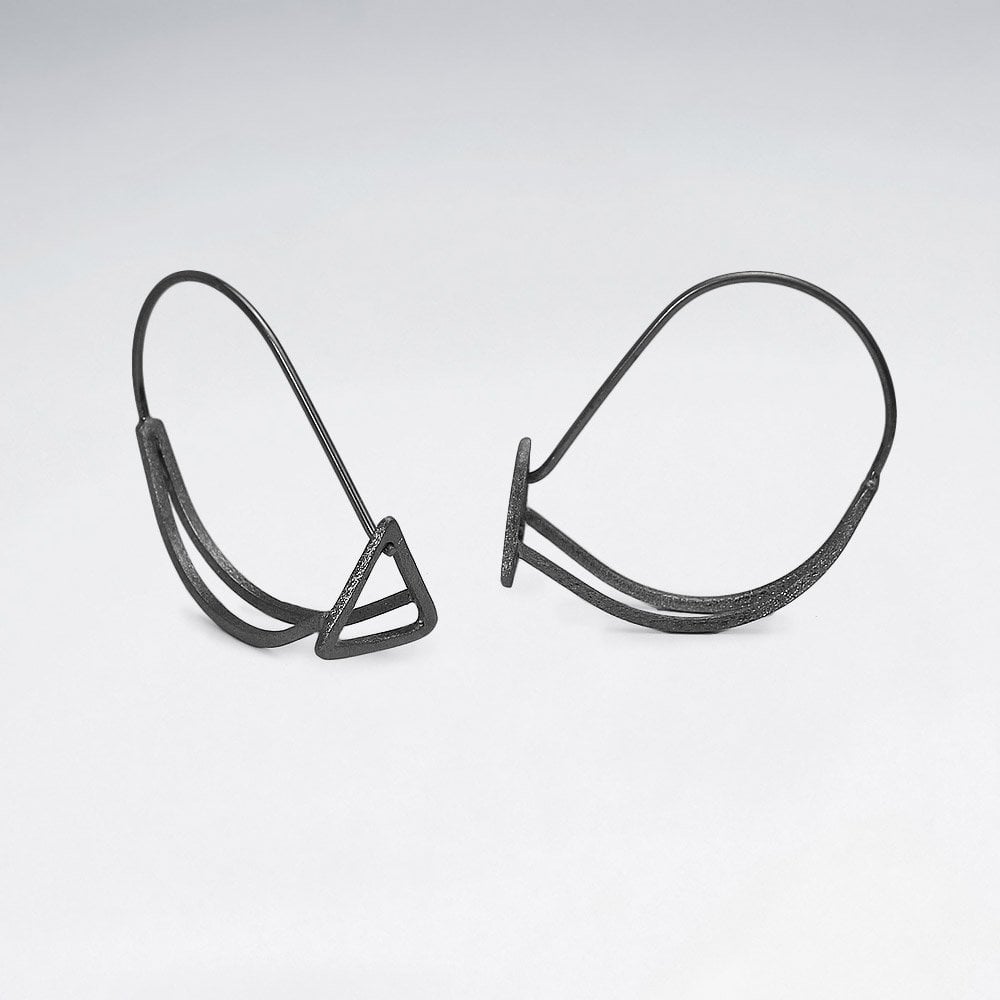 Openwork Triangular 925 Silver Earrings