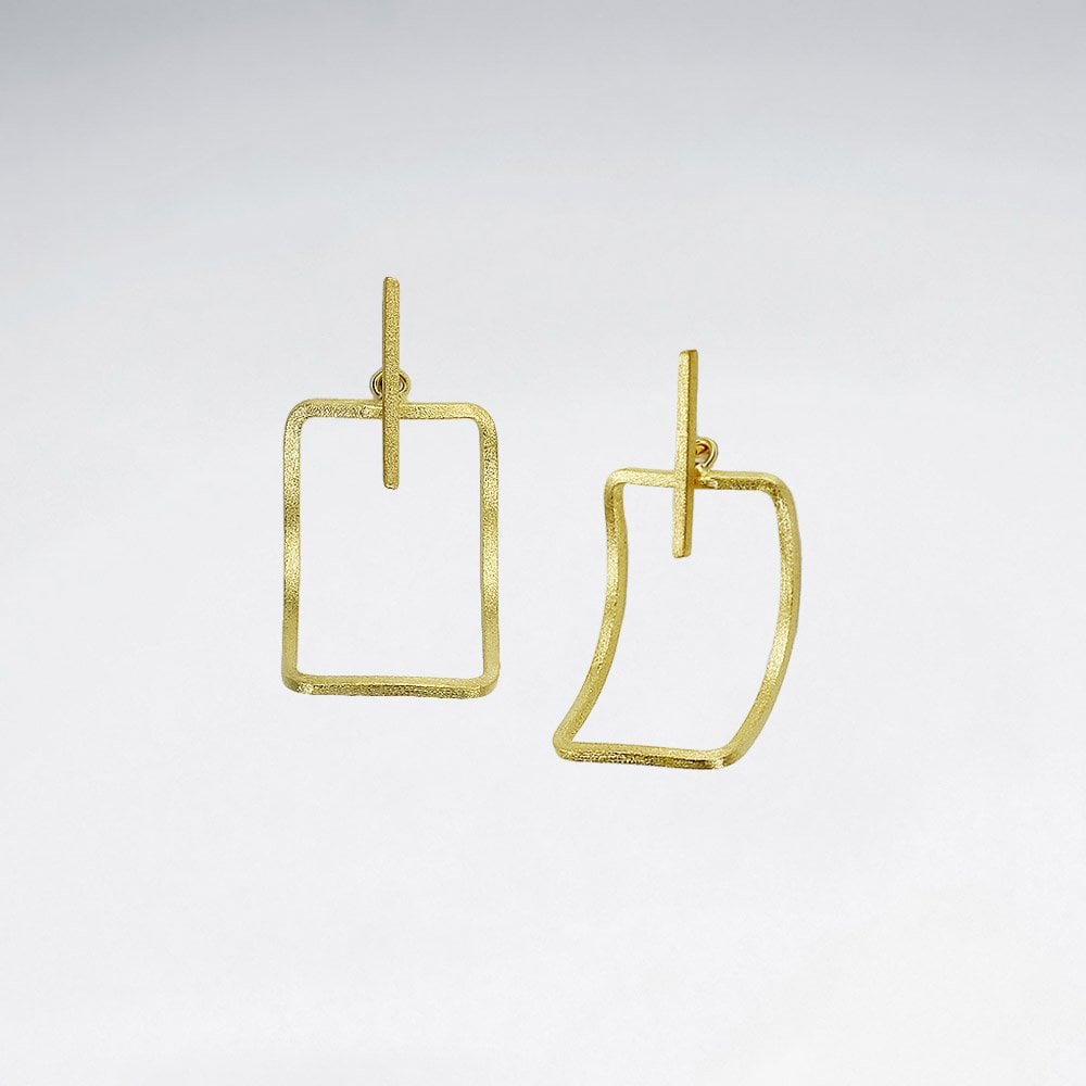 Sterling Silver Curved Openwork Rectangle Earrings