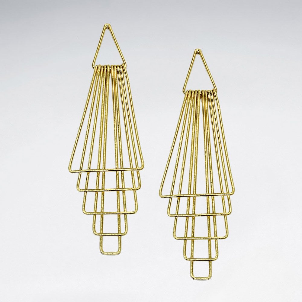 Sterling Silver Cascading Optical Abstract Statement Earrings