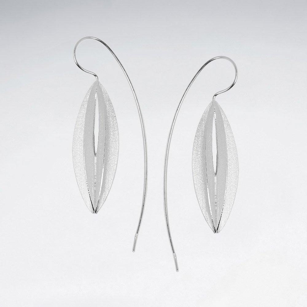 Sterling Silver  Oval Hook Dangle Earrings