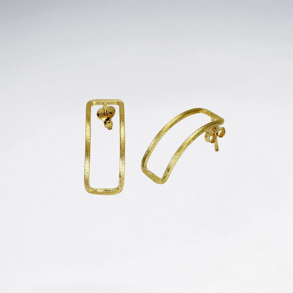 Sterling Silver Curvilinear Openwork Rectangle Stud Earrings