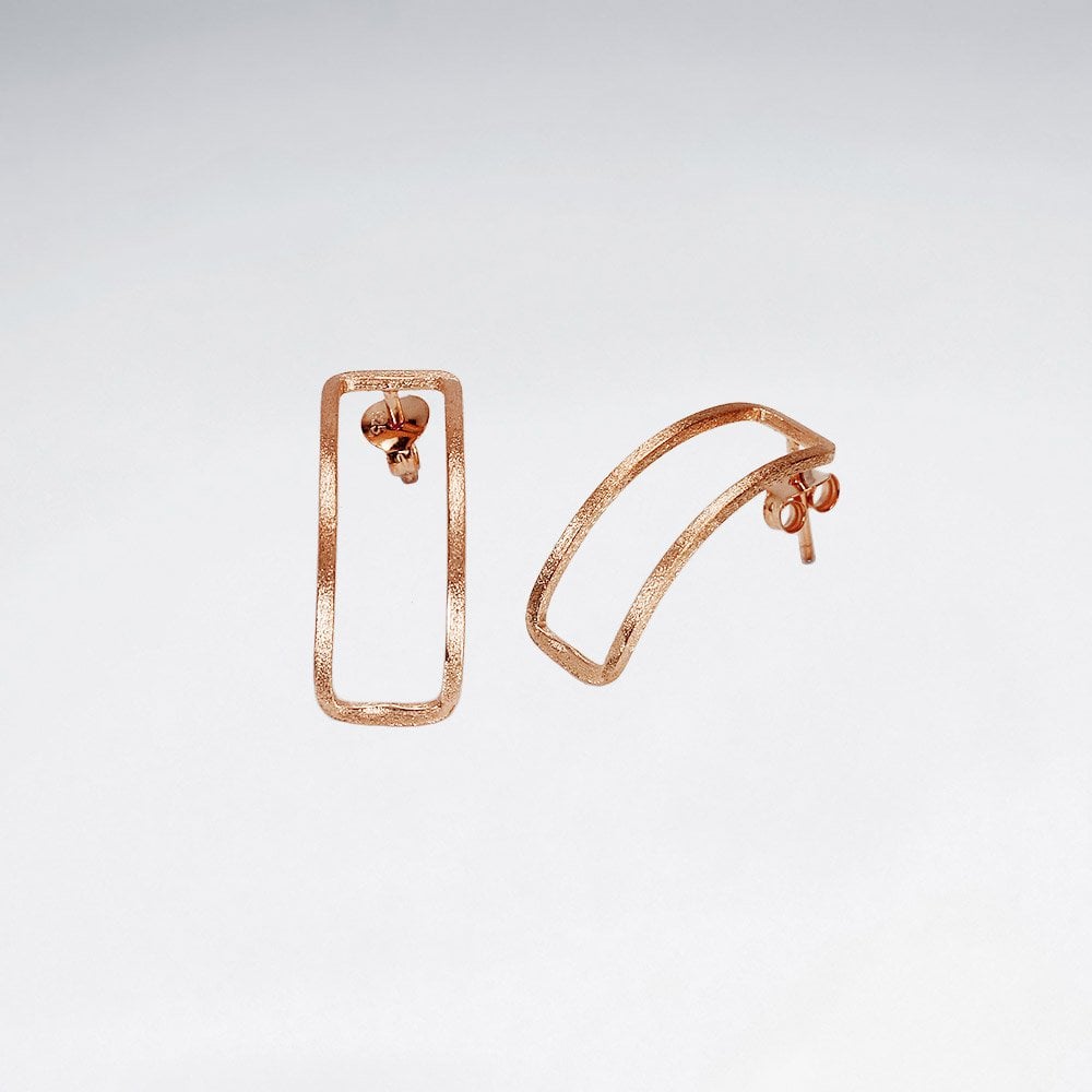 Sterling Silver Curvilinear Openwork Rectangle Stud Earrings