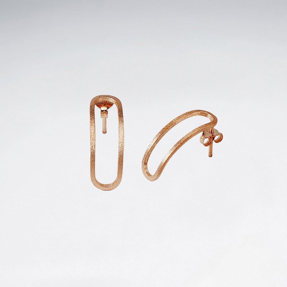 Sterling Silver Curvilinear Openwork Extended Oval Stud Earrings