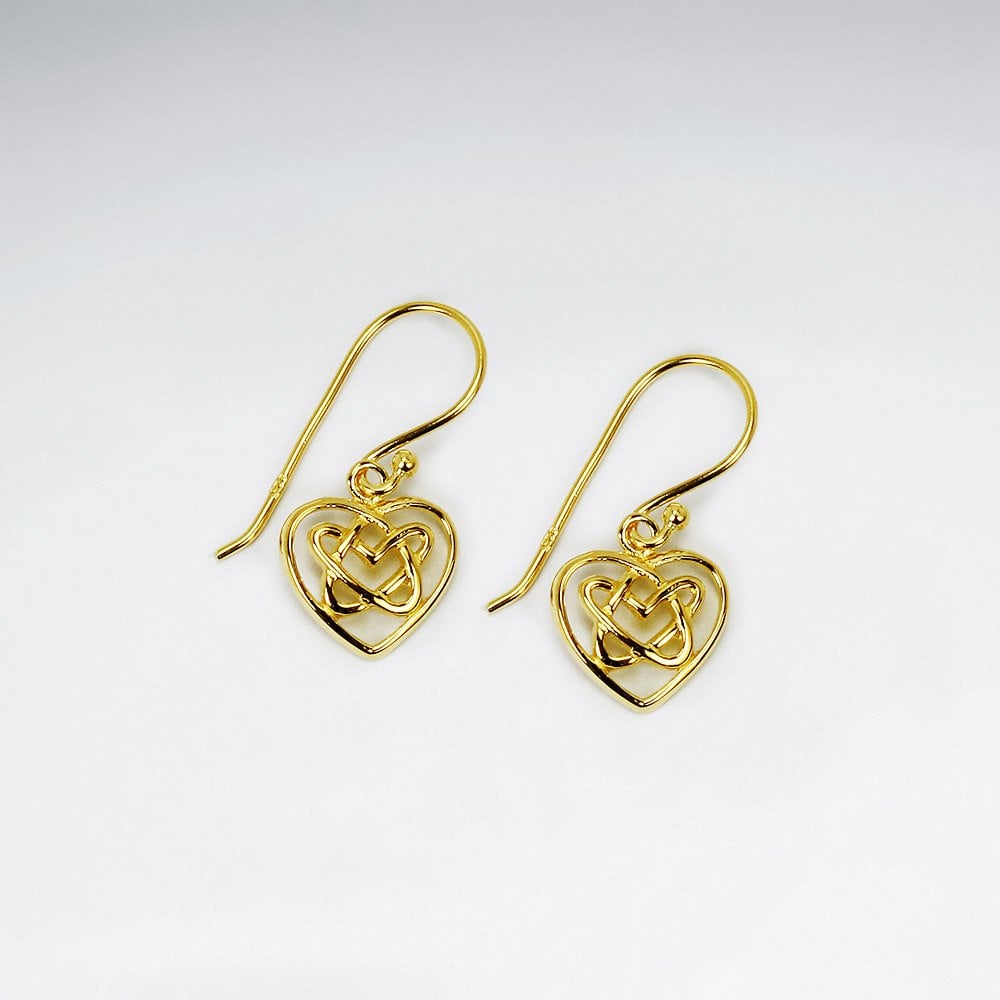 Sterling Silver Celtic Knot Openwork Heart Dangle Earrings