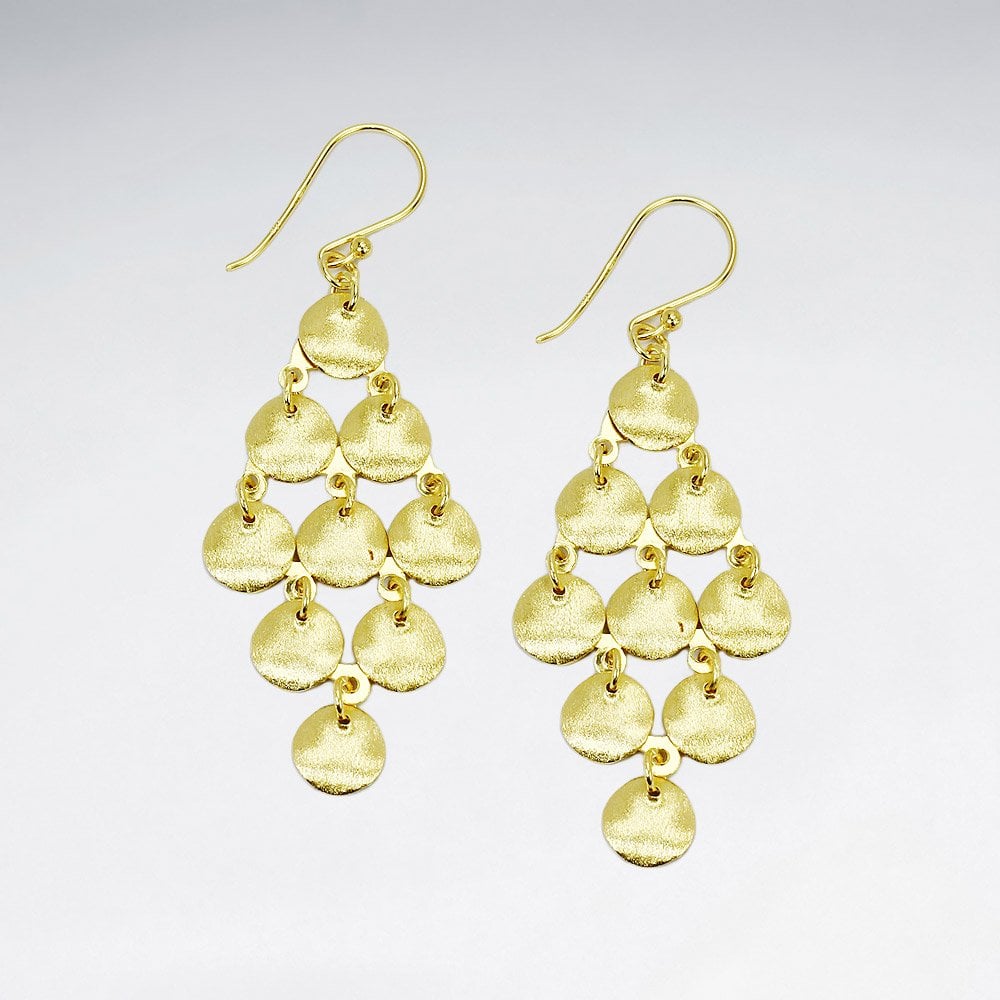 Sterling Silver Circle Charm Cascade Dangle Earrings