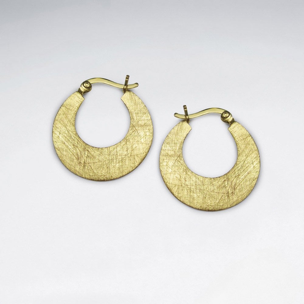 Brushed Silver Open Disc Hoop Earrings