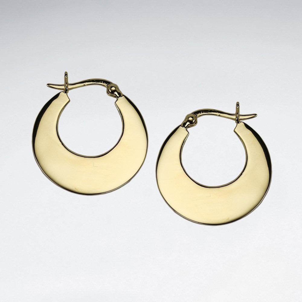 Brushed Silver Open Disc Hoop Earrings
