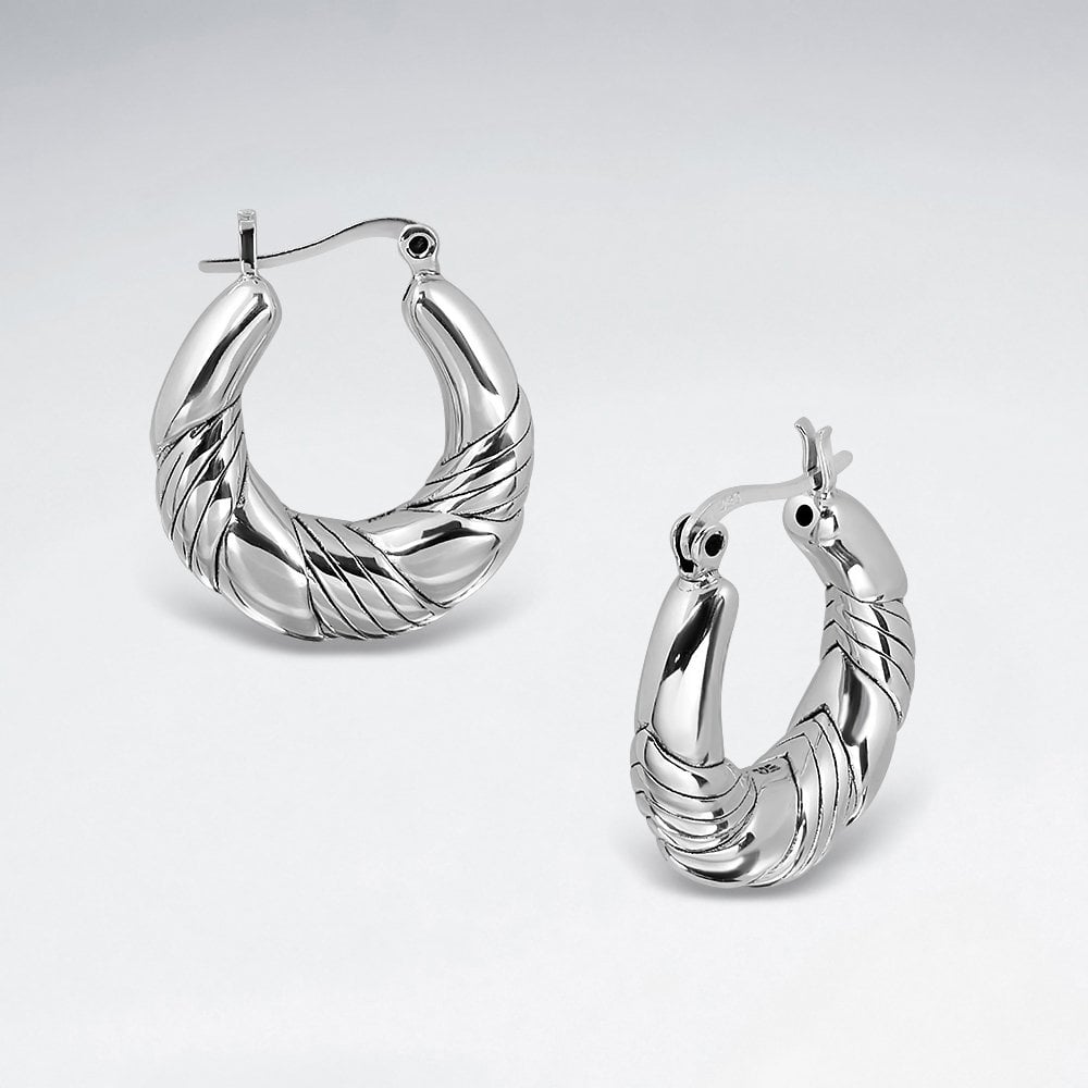 Sterling Silver Hoop Earrings in Chunky Twist Style