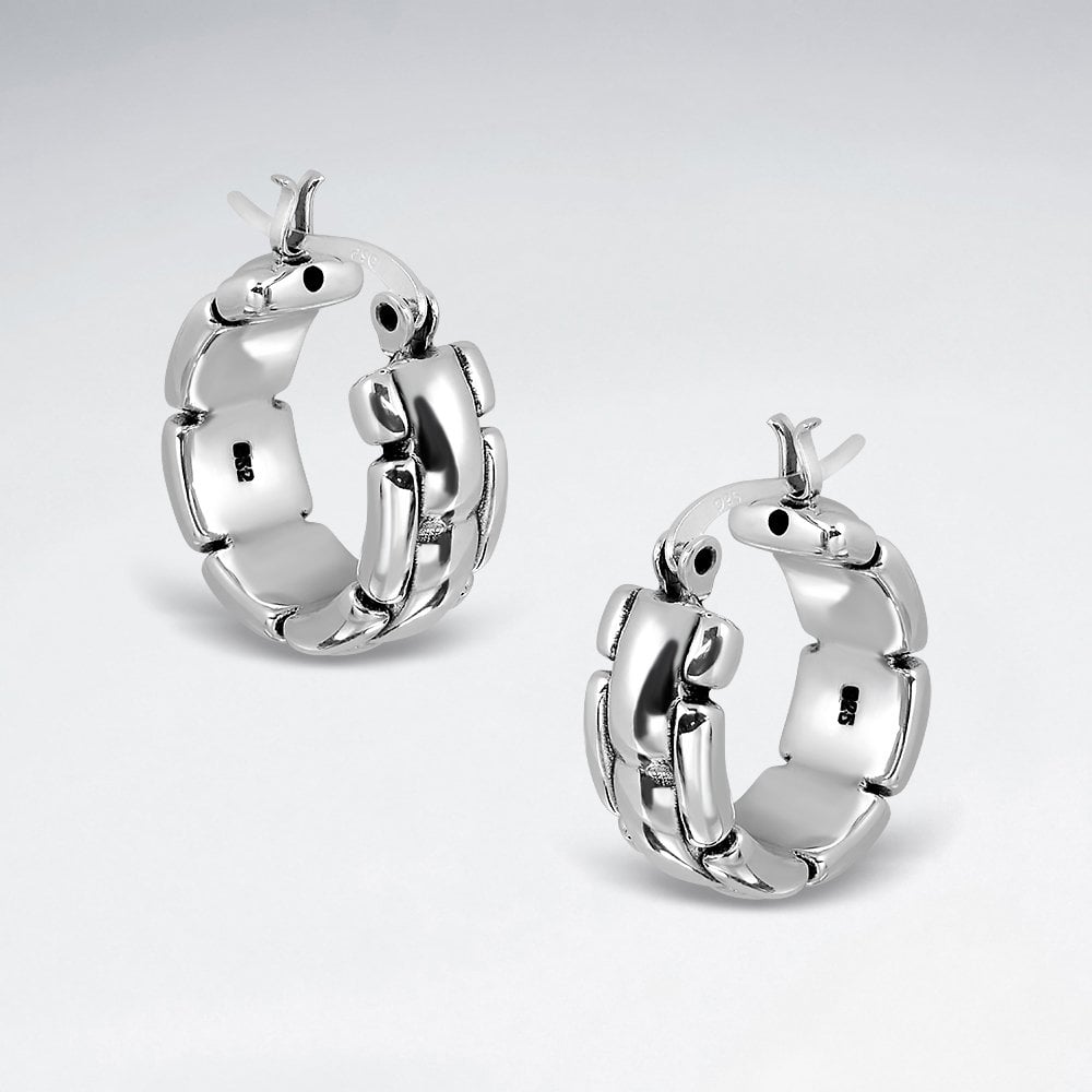 Link Hoop Chunky Earrings in Sterling Silver