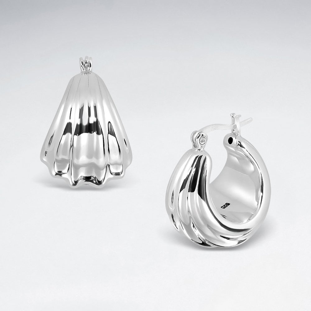 Signature Ribbed Sterling Silver Hoop Chunky Earrings