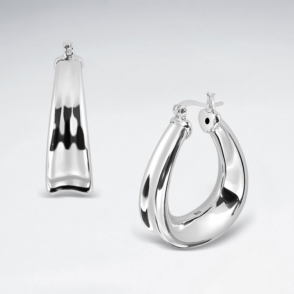 Sterling Silver U-Shape Chunky Hoop Earrings