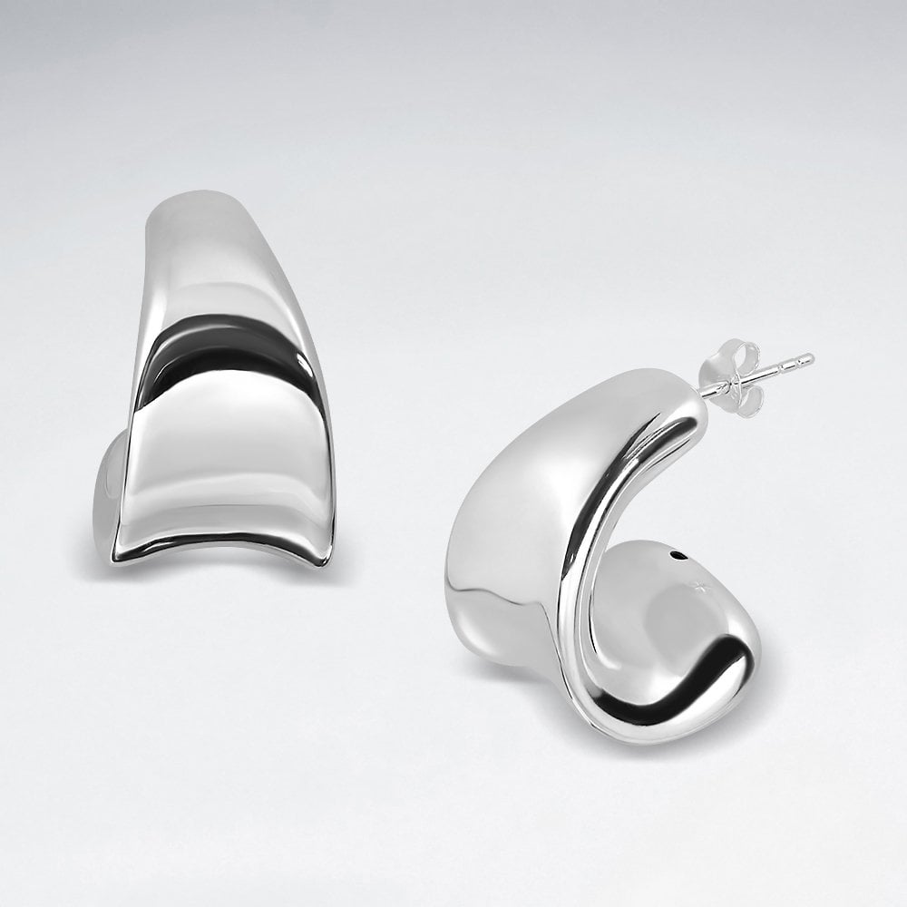 Chunky Sterling Silver Elecrtroforming Wide Band Hoop Earrings