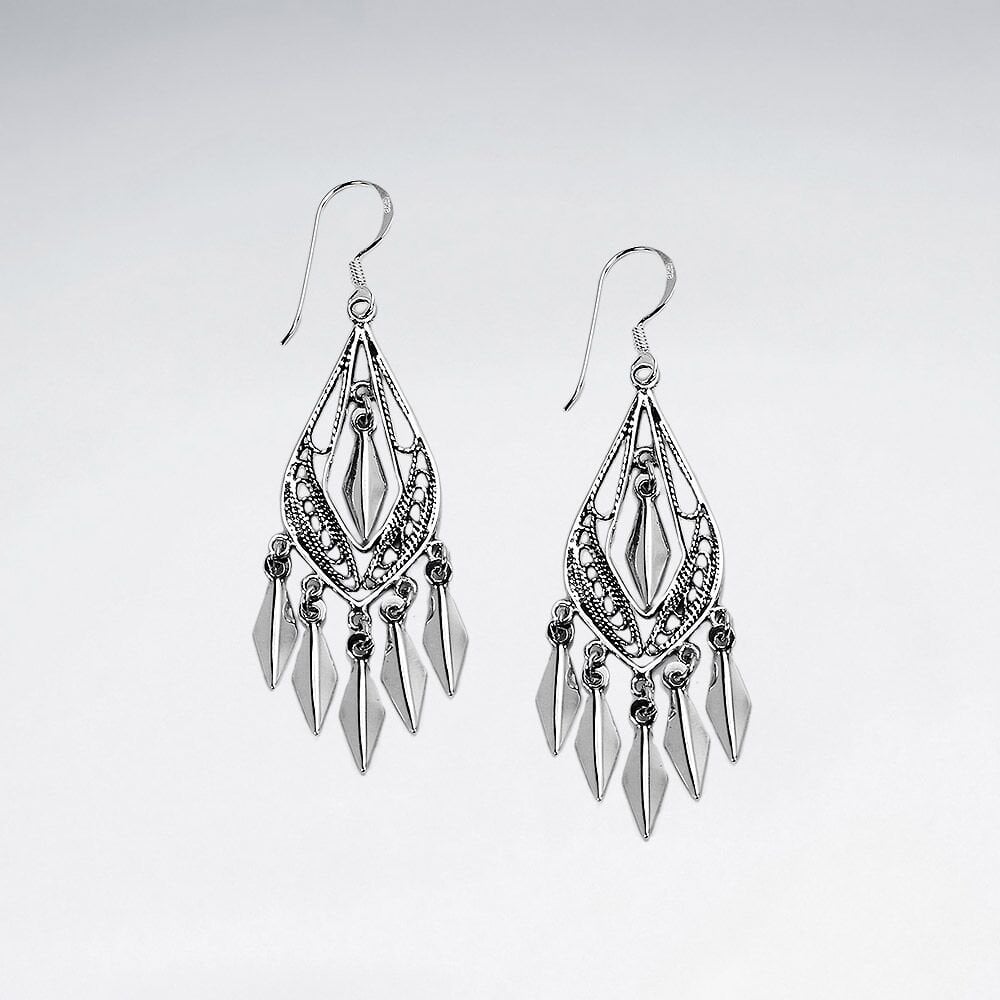 Graceful Chandelier Pear Drop Earrings in Silver