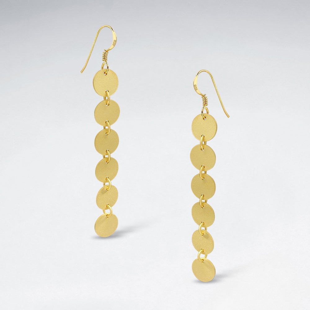 Inspired Long Dangle Drop Multi-Circle Silver Earrings